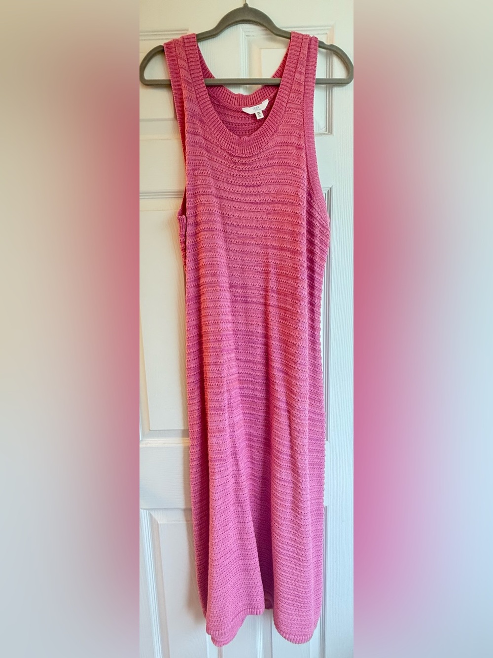 Pink Crochet Knit Women's Dress